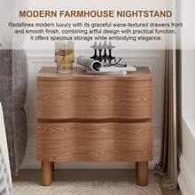 COZAYH Modern Chest With Curved Front Panel, Rustic Nightstand Dresser In Natural Wood Finish For Living Room, Bedroom - Tủ đầu giường 2 ngăn kéo màu nâu - Xem 3