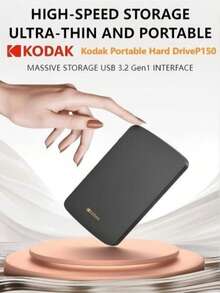 Kodak Kodak tragbare externe Festplatte P150 - 500 GB/1 TB USB 3.0, mit schneller Datenübertragung, Stabilität und Haltbarkeit. Ideal zum Backup und für die Datenspeicherung.