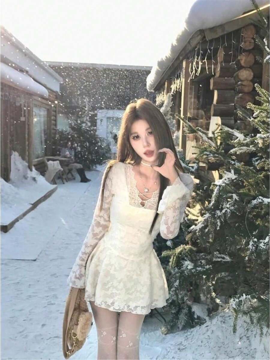 Women Mini Dresses - trắng - Xem 1
