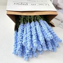 1 件/6 件/10 件手工钩针逼真薰衣草花束，保鲜薰衣草花家居装饰，插花，节日礼物 - 彩色 - 查看 8