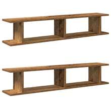 vidaXL 2 Stück Wandregale In Altholz-Optik, 105x18x20 Cm, Holzwerkstoff - Gelb - Übersicht 2