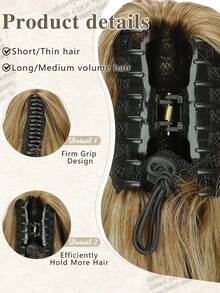 Ponytail Extension, 14 Inch Claw Clip Ponytail Extensions, Multi Layered Fluffy Thick Wavy Clip Ponytail, Synthetic Hair Extensions Ponytail, For Short & Medium Hair - Multicolor - View 4