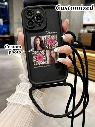 Customized Photo + Name Lanyard CD Texture New High-End Embossed Soft Touch Thick Anti-Drop Painted Attached Handmade Woven Wrist Strap Crossbody Strap Painted Soft Case Anti-Drop Phone Case Charm Compatible With IPhone 17 Pro/17 Air/17/17 Pro Max, 16 Pro Max/ 16 Plus/ 15 Pro Max, 7/8 Pendant Suitable For IPhone 15 Pro Max, Apple 13 Phone Case, Crossbody Personalized Fashion 14 Women P11, Can Be Handheld Or Side Carry Wrist Strap Soft Case P12 Anti-Drop XS Phone Case Protective Cover