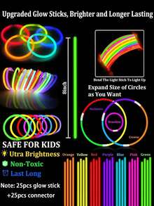 200/100支8英寸彩色荧光棒，派对荧光棒，可在黑暗中发光8-12小时。它们还可以制作成手链、项链、霓虹灯、婚礼派对荧光棒、发光派对礼物、生日礼物、新年礼物、嘉年华派对用品、情人节礼物、母亲节礼物和新年嘉年华派对用品。 - 彩色 - 查看 12