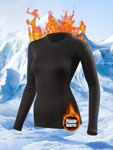 Women's Thermal Underwear Set 2pcs - Fleece Lined Warm Base Layer, Winter Clothes For Women, Ropa De Invierno Mujer, Medias De Invierno Mujer | Perfect For Daily Wear, Fitness & Skiing, Autumn Winter Outfit - Black - View 3