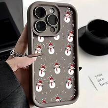 Funda de Teléfono Compatible con  16 15 14 Pro Max 13 12 11 XS X XR 7 8 Plus SE 2022 2020, Funda de Silicona Suave con Gráficos de Árbol de Navidad y Muñeco de Nieve, Funda Compatible con  17,  17 Pro,  17 Pro Max - 3 - Ver 13