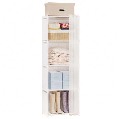 Tomnk Armario portátil de 4 niveles, blanco/negro, fácil de montar, ideal para el hogar, casas de alquiler o dormitorios.