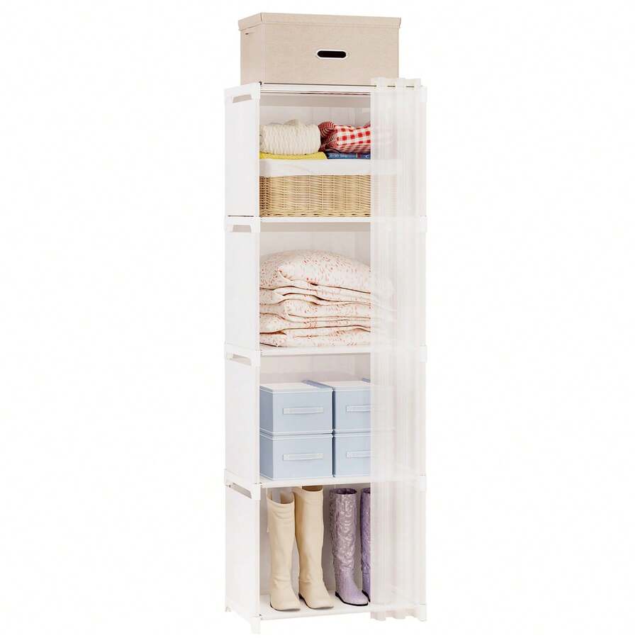 Tomnk 1pc 4tier Portable Wardrobe Closet, White/Black Easy Assembly Cloth Storage Cabinet For Home, Rental House, Dorm Bedroom - Nhiều màu - Xem 1