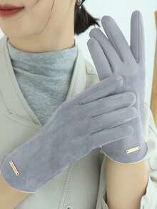 زوج من قفازات الشتاء الدافئة للنساء، للدراجات والقيادة بأسلوب كوري بسيط، قفازات رياضية سميكة للشاشة اللمسية للاستخدام الخارجي