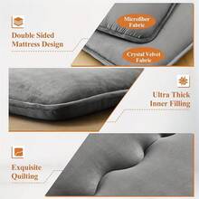 1pc Microfiber Quilted Mattress Pad, Japanese Futon Mattress Topper, 600gsm Thick Polyester Filled Quilted Mattress Pad, Soft & Comfortable Zabuton Cushion, Foldable Floor Mat, Dorm & Apartment Mattress Topper, Autumn/Winter Warm Thin Mattress, King/Queen Size Soft & Breathable Sofa Bed Yoga Mat
