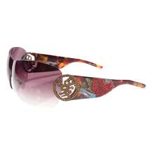 Ed Hardy 024 Sunglasses With Leather Case, Unisex, Fashion With Crystal Roses - Tortoise - View 1