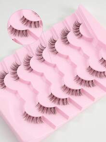 7 对半睫毛透明带猫眼假睫毛 | 短而柔软的 3D 仿貂皮，蓬松自然卷曲外观，持久定型且防汗，非常适合中东日常妆容、斋月聚会婚礼和派对妆容 - 狐狸眼睫毛 - 查看 8