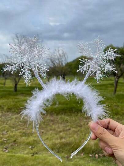 1 pieza Diadema con diseño de copo de nieve navideño, decoración festiva, regalo, disfraz de princesa de invierno