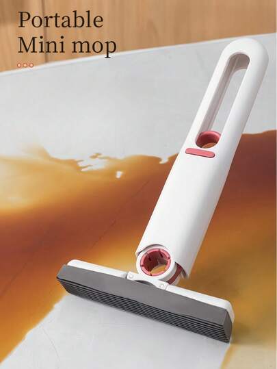 Conjunto de mini esfregão para lavatório e vaso sanitário, mini esfregão portátil com esponja - mini esfregão autotorcedor, pequeno, adequado para cozinha, banheiro, sala de estar, dormitório, carro e vidro.