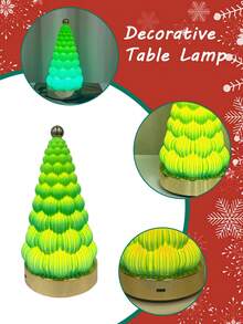 1PC Green Christmas Tree Table Lamp, Touch-Sensitive Switch, Adjustable Colour Temperature, Battery-Powered, Suitable For Decorative Ambient Lighting In Bedrooms, Dining Tables And Living Rooms, Room Decor, Led Lights For Room, Bedroom Decor