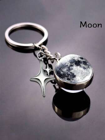 2 Pieces Set Of Double-Sided Glass Balls And Star Accessories, Luminous Genjuku Style Starry Sky Dreamy Synthetic Gemstone Keychain, Pearl Keychain, Fashionable Bag Accessories, Wallet Backpack Handbag Pendant, Car Key Headphone Cover Accessories, Suitable For Returning To School, Men's And Women's Gifts, Suitable As A Good Gift For Friends Or Family, Suitable For Hiking And Beach Play