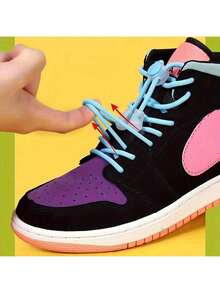 8pcs Children & Adult Fashionable Versatile Shoelace Locks, Colorful Elastic No-Tie Shoelaces, Slouchy Lace Locks, Shoes Accessories For Sneakers,Running Shoes - Multicolor - View 9