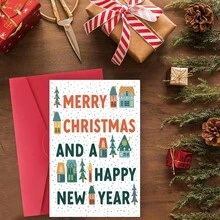 1PC Personalized Christmas Cards Funny Xmas Card With Envelopes Merry Christmas Blank Inside For Personal Notes Festive Vibe For Family Friends Holiday Greetings - one-size - View 7