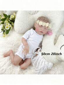 Muñeca bebé recién nacido Reborn de 50 cm (20 pulgadas) de vinilo suave con piel pintada en 3D y Body de tela, juguete realista de bebé niña durmiendo, regalo de princesa para niños de 3+ años