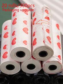 10/20卷装心形狗便袋，宠物粪便袋，防漏宠物便袋，适合户外遛狗，也可作猫砂垃圾袋，狗狗用品，便袋，爱心宠物便袋，情人节宠物礼物 - 白色 - 查看 20