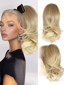 Ponytail Extension, 14 Inch Claw Clip Ponytail Extensions, Multi Layered Fluffy Thick Wavy Clip Ponytail, Synthetic Hair Extensions Ponytail, For Short & Medium Hair - Multicolor - View 12