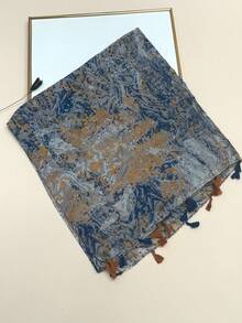 New Bohemian Print Scarf, Lightweight Breathable Tassel Shawl, Elegant Style Women's Sun Protection Beach Travel Scarf - Burnt Orange - View 3