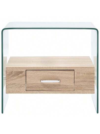 VidaXL Coffee Tafel Drawer 50x50x45 Cm Tempered Glass view 4