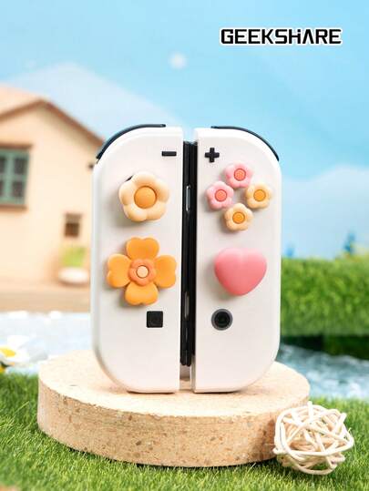 GeekShare Schattige hartjes, bloemen, richtingstoetsen en ABXY-knoppen compatibel met /OLED, niet geschikt voor Switch Lite