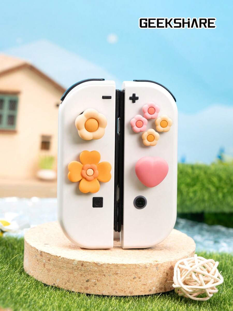 GeekShare Tapas de botones con forma de corazón, flor, teclas direccionales y botones ABXY compatibles con /OLED, no aptos para Switch Lite - Interruptor/OLED - Ver 1