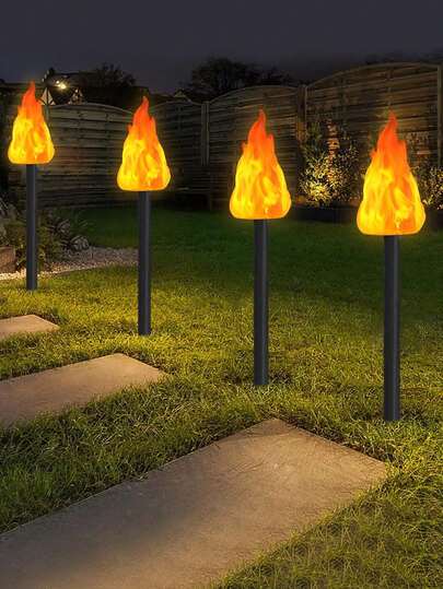 2/4 buc Lumini de peisaj cu flacără LED cu energie solară, Lumini de peisaj cu flacără pâlpâitoare, Torțe decorative pentru camping în aer liber, Potrivite pentru grădină, gazon, alee, petrecere, camping, decor de sărbători, Lumini de peisaj de grădină, Lumini solare de Crăciun pentru exterior, Lumini de Crăciun, Lumini de zână