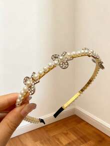 1 Stück Perlen-Schleife Haarband für Frauen, Göttin-Stil, Strass-Haarschmuck, vielseitig Lässig & süß, geeignet für Geburtstagsfeiern, Herbstmode, Haarband Haarreifen