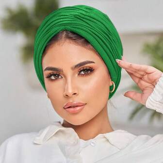 Fascia per capelli in tinta unita con fili, comoda e traspirante da indossare, modello di fascia per capelli da donna per l'autunno e l'inverno