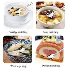 1/5/10 piezas Cucharas de acero inoxidable de alta resistencia - Utensilios de cocina comercial y doméstica, diseño de mango largo, adecuado para restaurantes, fiestas, banquetes - Elegantes cucharas de postre, regalos ideales para exhibición de servicio (Juego de 1/5/10 piezas), Vajilla de restaurante, Superficie pulida, Diseño elegante, Cubertería duradera