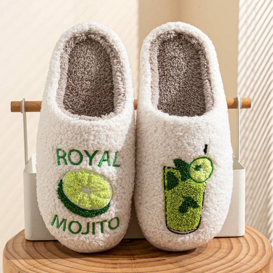 1 Pair  Letter  Casual  TPR      House Slippers  Home  Winter - 墨綠色 - 查看 1