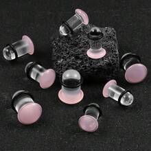 2 件 1.2-16 毫米玻璃耳塞拉伸套件短锥形扩张器，14G-00G 舒适拉伸塞带橡胶圈，疯狂圆顶穿孔首饰套装透明粉色黑色白色，蓝色单喇叭形玻璃塞