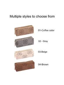 1pc Vintage Corduroy Flower Pencil Case With A Smooth Zipper, Easy To Glide, For Stationery Storage, Large Capacity, Portable Storage, Desktop Storage Pencil Case, Clutch Storage Pencil Case, Office Supplies, Student Supplies, As A Birthday Gift, Everyday Gift, Surprise Gift, Bridesmaid Gift.