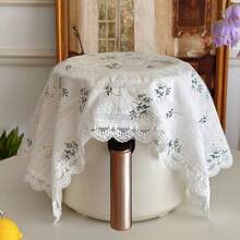 1 件棉布 + 优雅蕾丝桌布，花卉农舍风格防尘罩，适用于小家电、餐桌装饰、摄影道具、婚礼必备品 - 彩色 - 查看 3