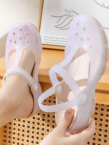2024 New Nurse Work Solid Perforated Clogs, Lightweight Shock-Absorbing Closed Toe Sandals For Pregnant Women With Swollen Feet, Women's Summer Lightweight EVA Non-Slip Soft Bottom Jelly Beach Shoes, Size [Run Small, Order One Size Up], High Instep Wide Feet Recommend Ordering One Size Up, Thick Sole Comfortable Slip-On Sandals For Mothers - Gold - View 8