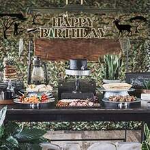 DHunter Theme Happy Birthday Banner Deer Hunting Party Decorations Camping Party Decorations Hunting Birthday Backdrop For Man Boys 9.8x1.6Feet - Style9 - View 3