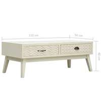 vidaXL Couchtisch Mit 2 Schubladen Schnitzerei Grau 110x50x40 Cm Holz - Grigio - Visualizzare 8