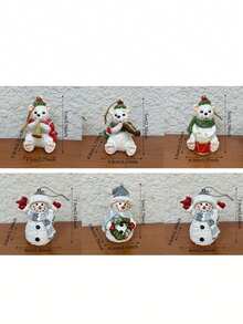 3pcs Christmas Snowman & Bear Hanging Decor, Home Decorations