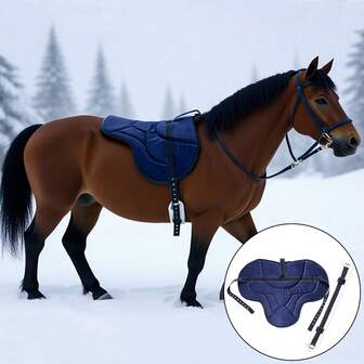 1 Set Suede Fleece Padded Anti-Slip Breathable Sweat-Absorbent Professional Equestrian Sports Racing Saddle Pad With Girth Strap, New Autumn/Winter Design