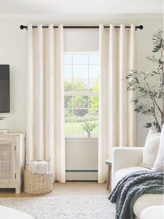 1pc Beige Velvet Thickened Thermal Perforated Curtain, Christmas Holiday Thermal Drape Suitable For Living Room, Bedroom, And Door Decoration