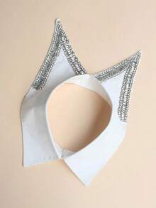 1pc High-Quality Luxury Detachable Collar, Sparkling Design, Handcrafted Embellished, Vintage, Suitable All Seasons - 白色 - 查看 6