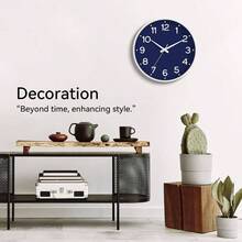 - Reloj de pared verde silencioso de 10 pulgadas, funciona con pilas, moderno reloj analgico que no hace tictac, decorativo para cocina, recmara, oficina y bao azul marino - Azul marino - Ver 6