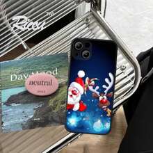 Christmas New Year Gifts Elk Snow Phone Case FOR  14 13 11 12 Pro 8 7 Plus X Pro MAX XR XS MINI New Year Elk Black Covers, Cover Compatible With  17 Case,  17 Pro Case,  17 Pro Max Case