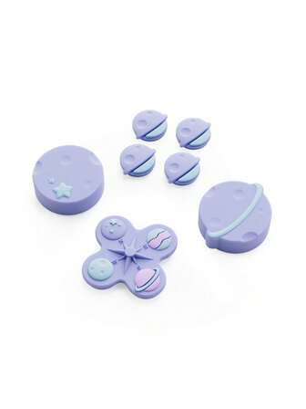 퍼플 플래닛 방향 버튼 & 실리콘 조이스틱 캡 세트, 닌텐도 스위치 2와 호환되는 ABXY 버튼 커버