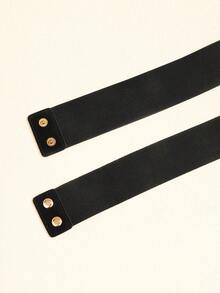 1pc Wide Waist Belt With Triple Rings, Suitable For Dresses, Shirts, Personalized Waist Cincher - 439 Black Gold - View 8