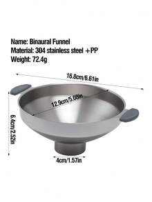 1个304不锈钢加厚带手柄漏斗 | 防漏油/醋瓶漏斗 | 双耳壁挂式厨房灌装工具 | 家居用品，谷物瓶漏斗 - 彩色 - 查看 4