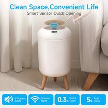 Senmeo 3 Gallon/11 Liter Smart Sensor Trash Can - Anti-Odor Wastebasket For Bathroom, Kitchen & Office - 白色 - 查看 5